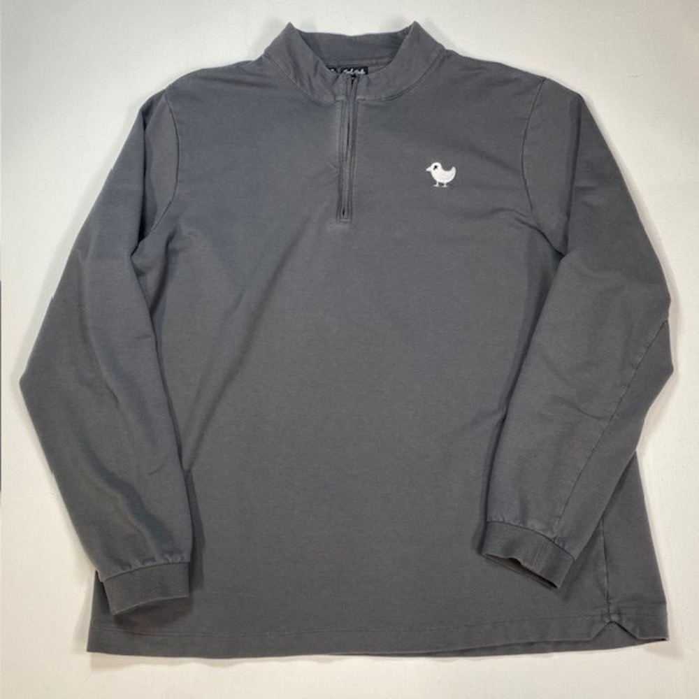 Bad Birdie Men XL Charcoal Gray Quarter Zip Pullover Golf Shirt Long Sleeve Logo